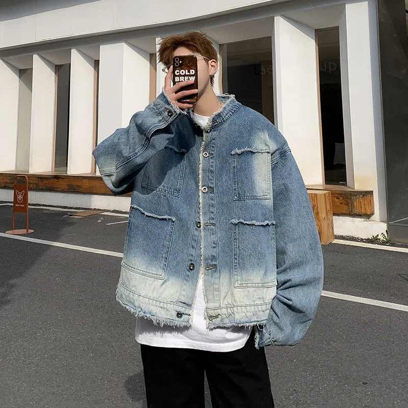 Sewing Jackets - 미국 레트로 힙합 로우 엣지 데님