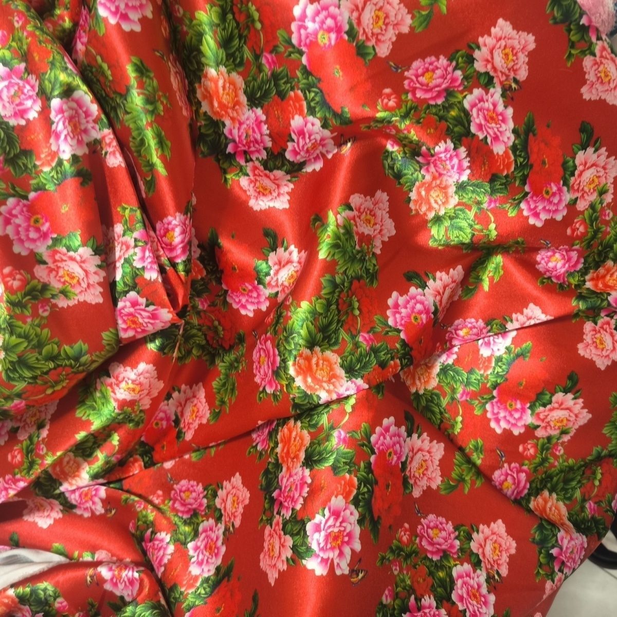 Sewing And Textile - 꽃무늬 아세테이트 새틴 원단 실키 스무스