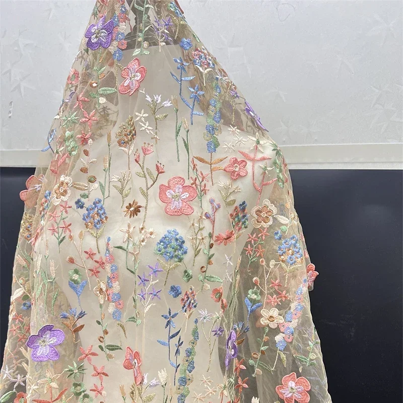 3D 꽃 자수 얇은 명주 그물 원단 섬유 메쉬 소재 레 - Textile And Sewing Materials 리뷰 및 가격