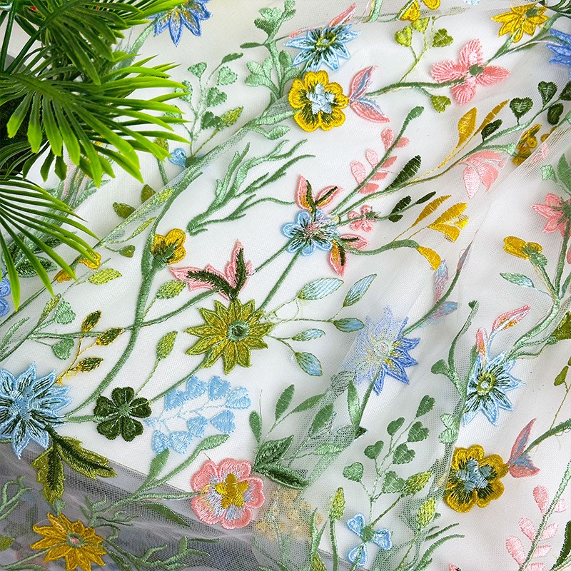 90x130cm 플로럴 바인 자수 튤 레이스 원단 메쉬 - Sewing And Textile 리뷰 및 가격