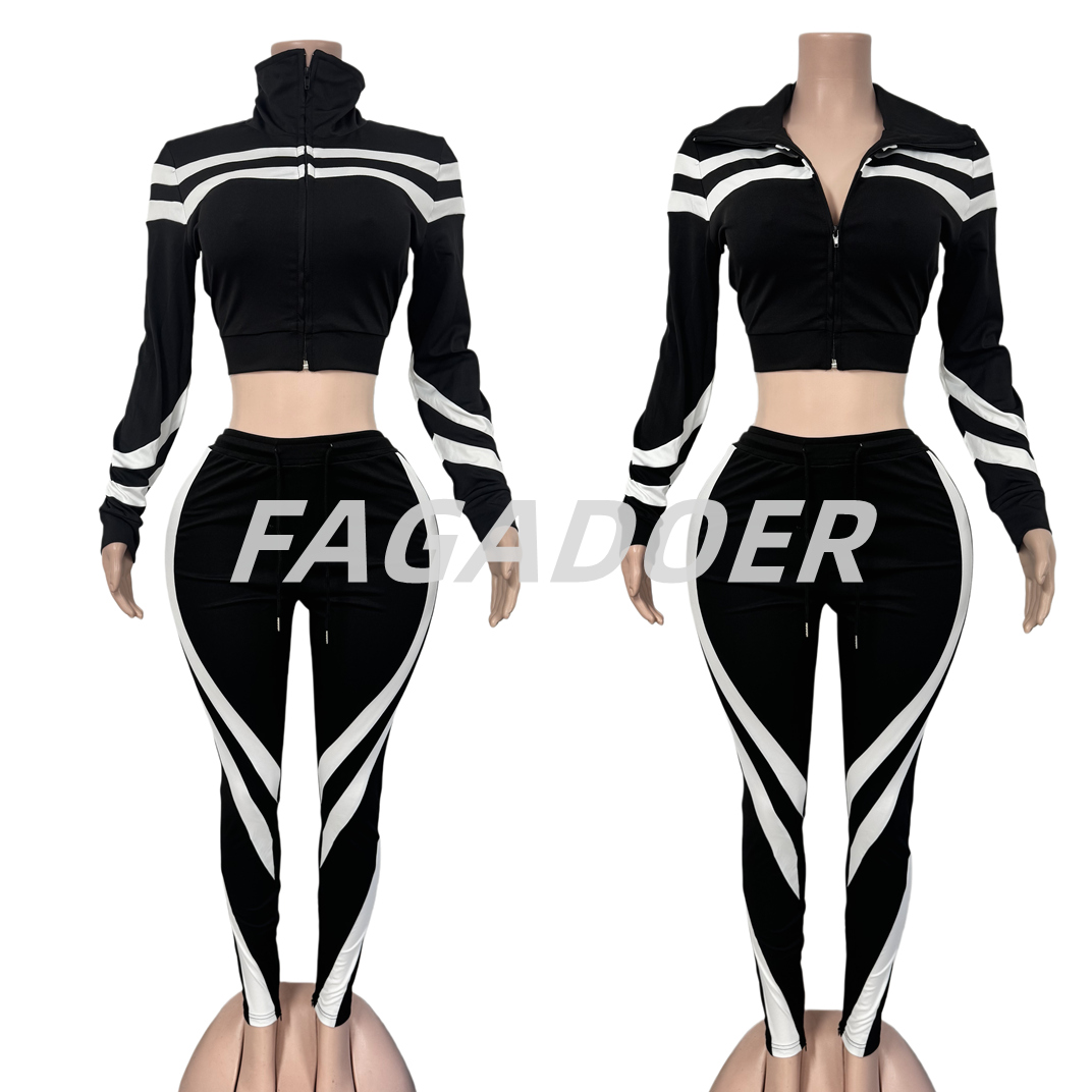 FAGADOER 여성 2피스 트랙수트 컬러 패치워크 스 - Sewing Jackets 리뷰 및 가격