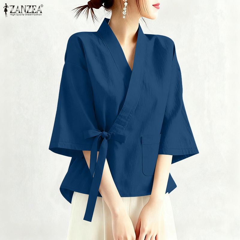 2026 ZANZEA 여름 크로스 V넥 반팔 탑 여성  - Sewing V 리뷰 및 가격