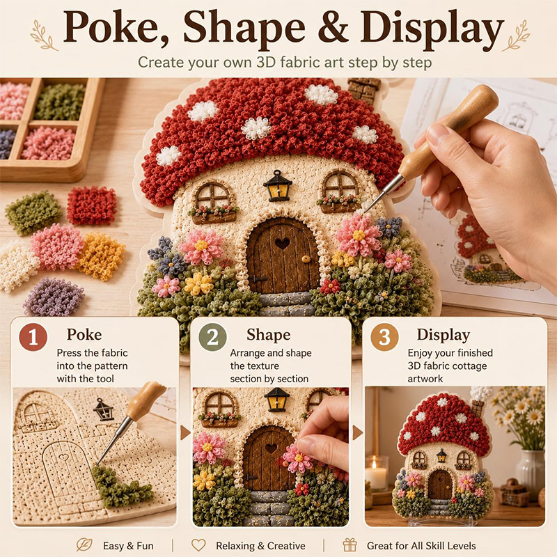 3D 버섯집 포케 아트 DIY 키트 패브릭 펀치 니들  - Sewing House 리뷰 및 가격