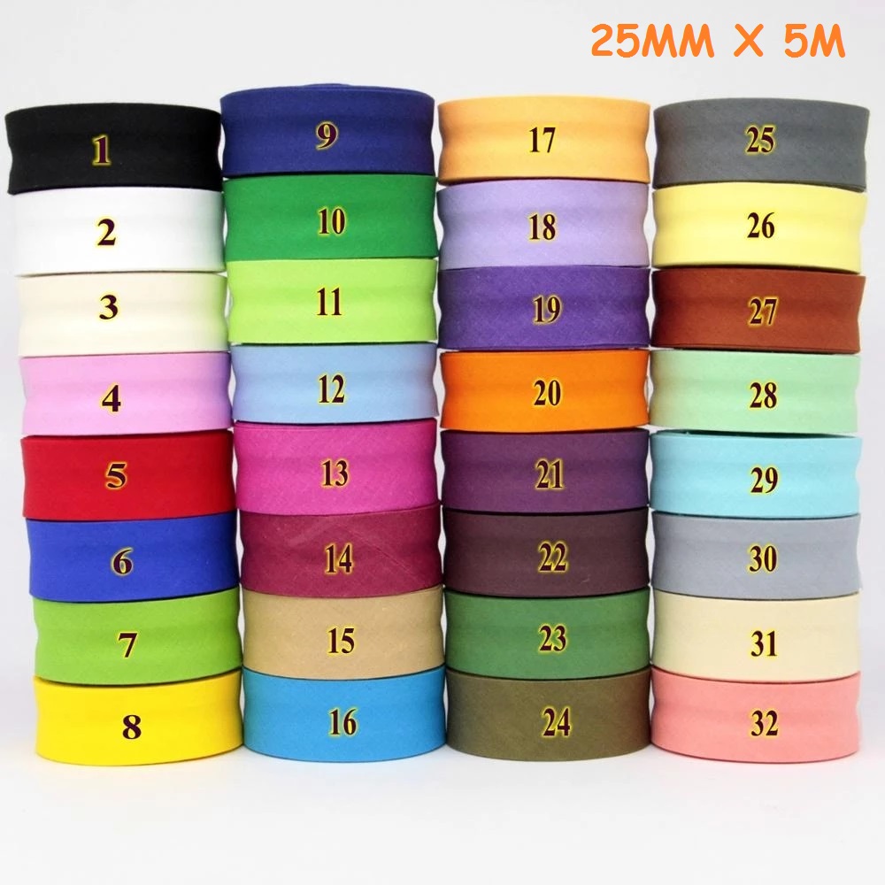 25mm 면 바이어스 바인딩 테이프, 다림질하여 접은  - Binding Tape Bias 리뷰 및 가격