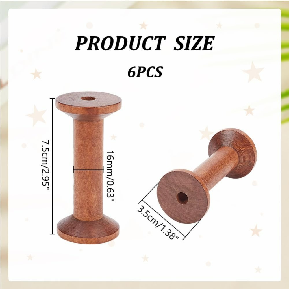 나무 스풀 6pcs 빈 나무 스레드 스풀 바느질 보빈  - Thread Bobbins Empty 리뷰 및 가격