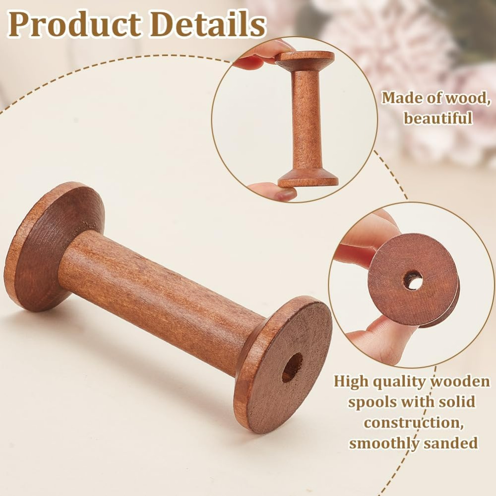 나무 스풀 6pcs 빈 나무 스레드 스풀 바느질 보빈  - Thread Bobbins Empty 리뷰 및 가격